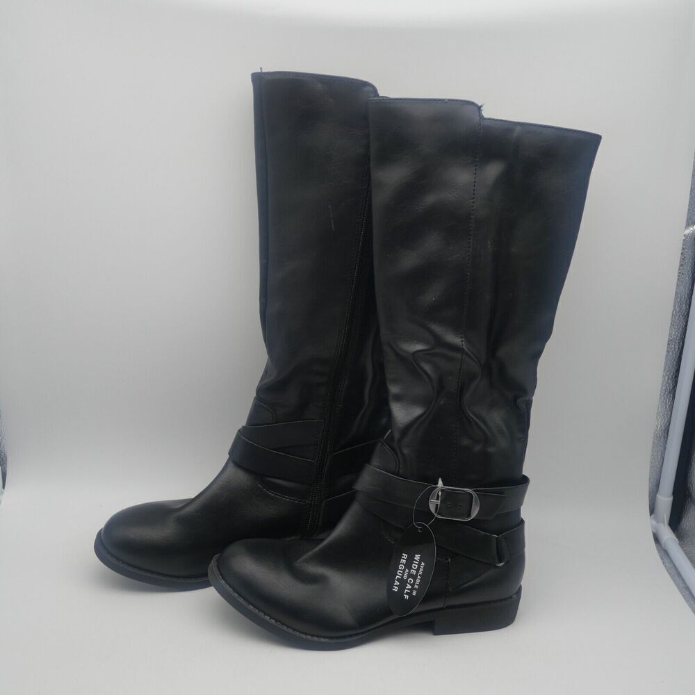 NEW Style & Co Madixe Tall Black Riding Boots Women's 6.5 Regular Width Vegan - Picture 2 of 8